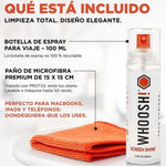 Kit Limpiador de Pantallas Whoosh Kit GO XL WSH003/ Spray 100ml + Paño Microfibra