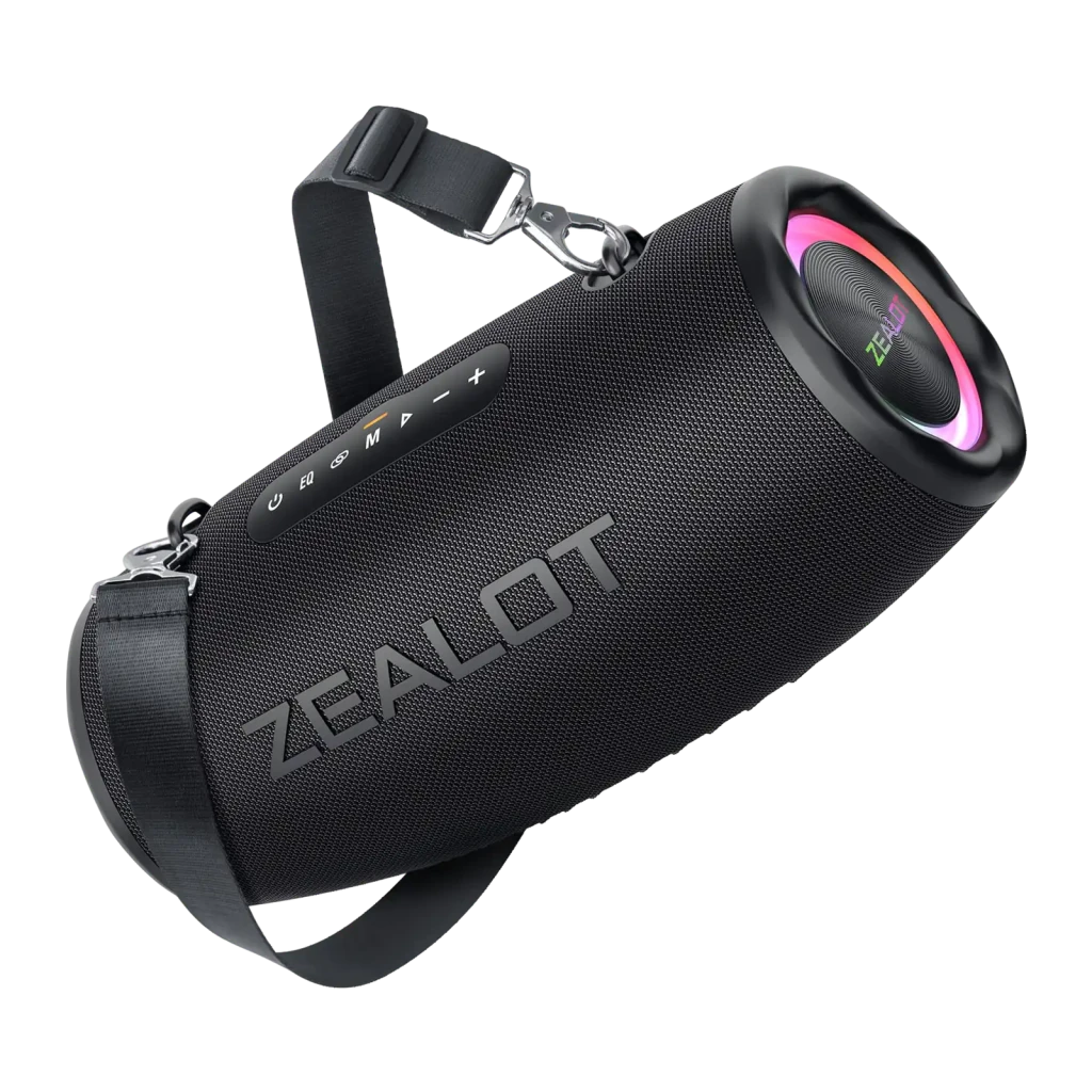 Zealot S87 Negro 80W 40h IP67 16000mAh manos libres luces LED entrada AUX Altavoz Bluetooth 5.2